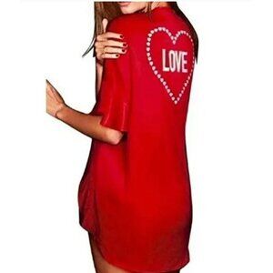 NEW/NWT Victoria's Secret Red Kimono Robe Satin Flounce Love Heart Valentine